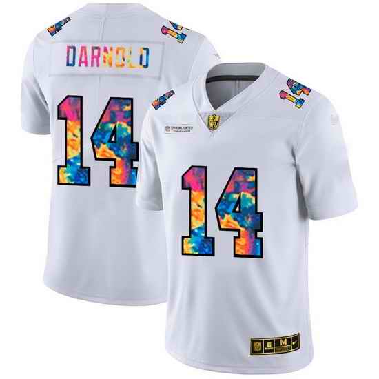New York Jets 14 Sam Darnold Men White Nike Multi Color 2020 NFL Crucial Catch Limited NFL Jersey